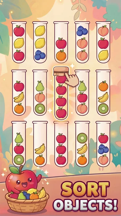 Cozy Sort gameplay with fruit arranged into matching tubes