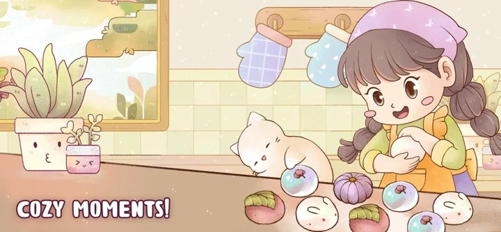 Ryah making colorful treats in a cozy kitchen
