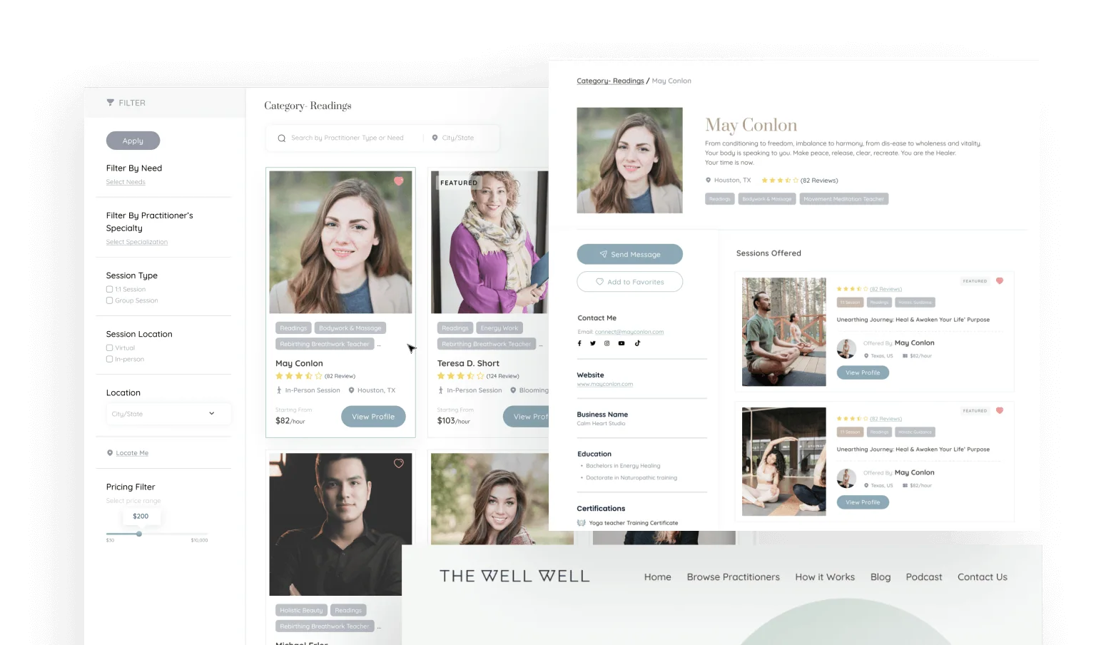 TheWellWell marketplace with practitioner listings and profiles