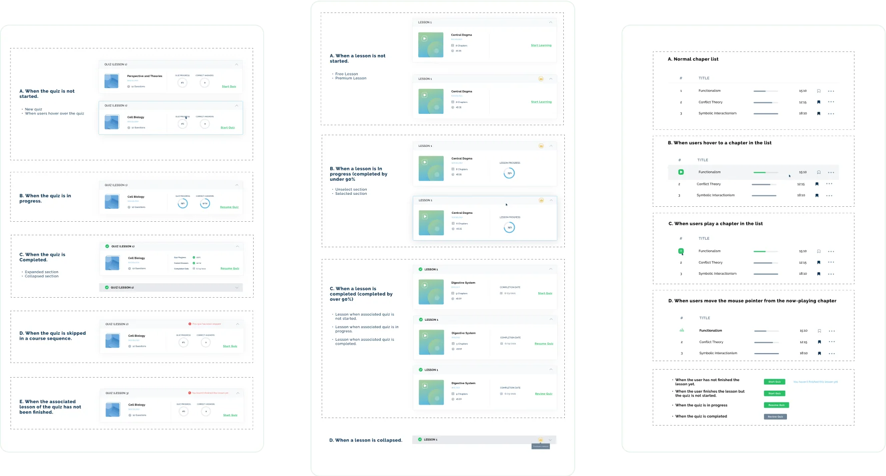 MCAT Go lesson lists and interactive quizzes